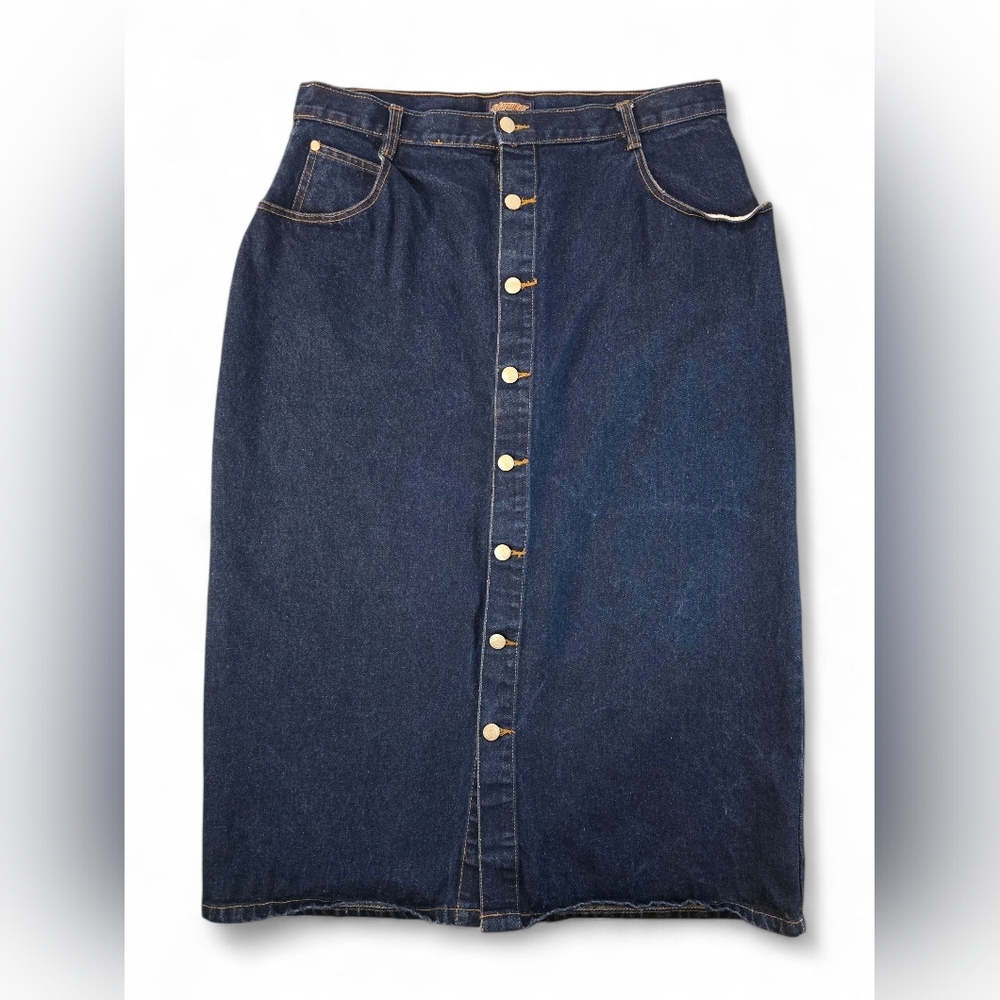Vintage Starwear Redefined Denim Midi Skirt Size 20 Button Front High Waist